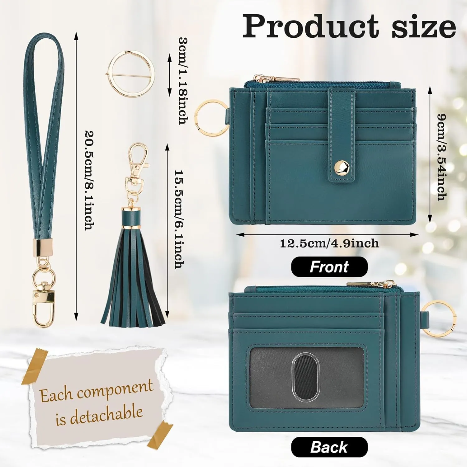 Small Wristlet Wallets for Women RFID Credit Card Holder Wallet Keychain Wristlet Wallet Credit Card Wallets for Women (Lake Blue)