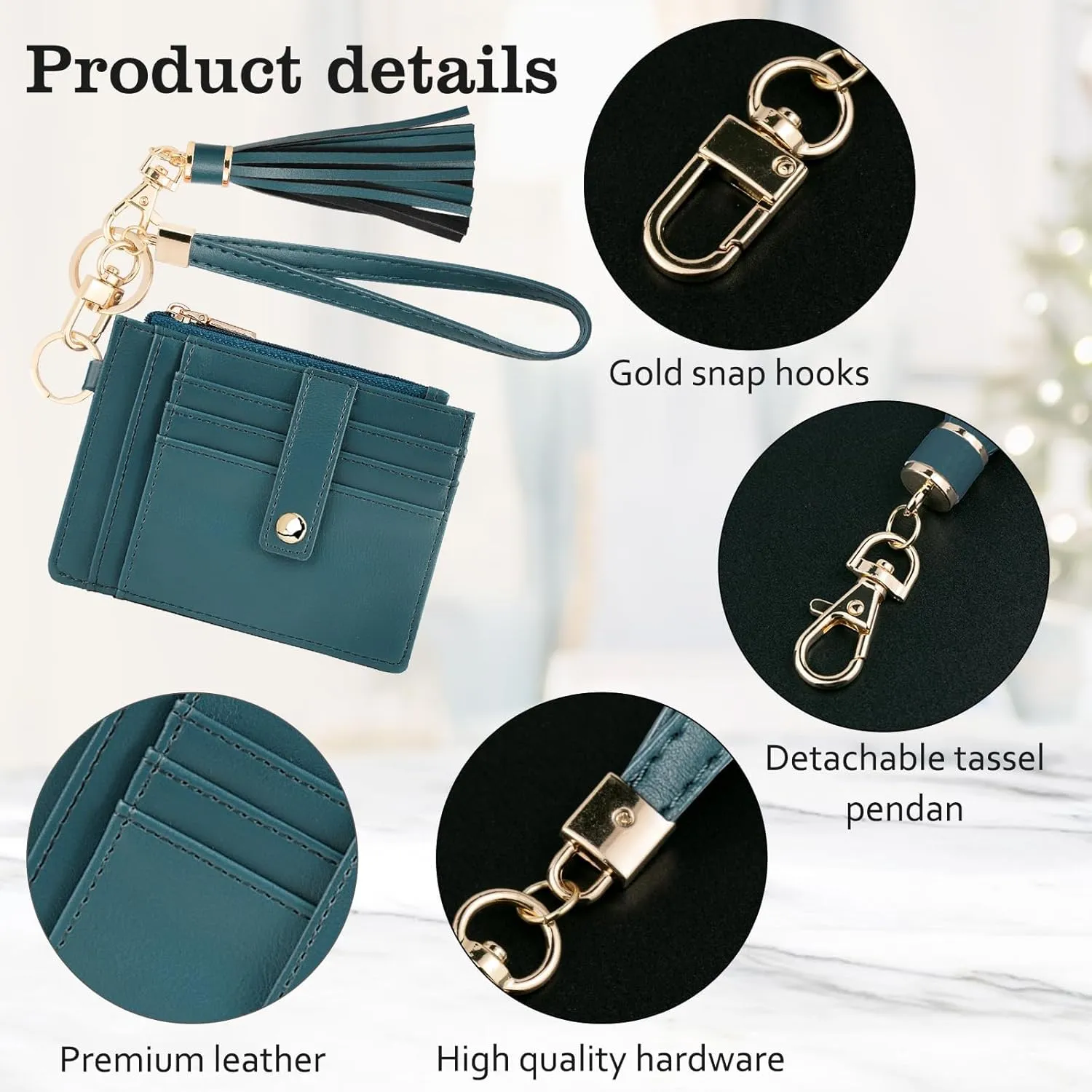 Small Wristlet Wallets for Women RFID Credit Card Holder Wallet Keychain Wristlet Wallet Credit Card Wallets for Women (Lake Blue)