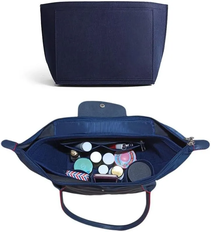 SMART DK Purse Organizer Insert for Longchamp Le Pliage Handbag Insert (Blue (zipper), Small)