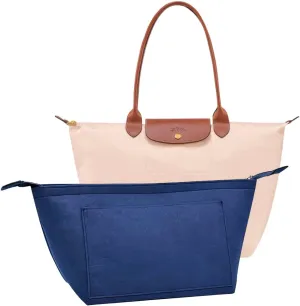 SMART DK Purse Organizer Insert for Longchamp Le Pliage Handbag Insert (Blue (zipper), Small)