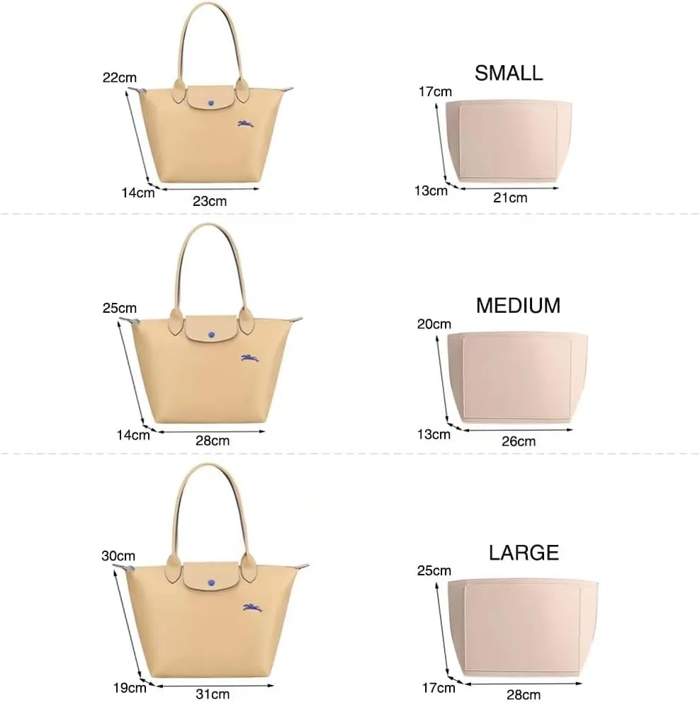 SMART DK Purse Organizer Insert for Longchamp Le Pliage Handbag Insert (Blue (zipper), Small)