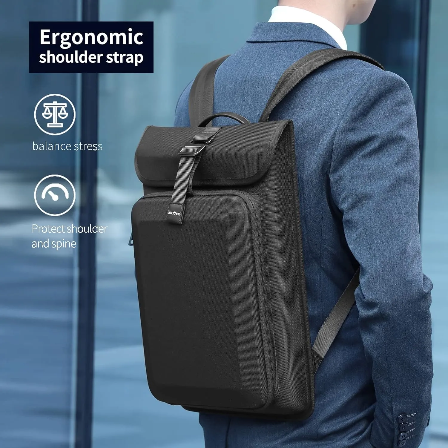 Smatree Upgrade Hard Laptop Backpack for 15.6inch DELL XPS 15,Acer Aspire 5/Nitro 5/Nitro V 15,HP OMEN 15, for 13-14.5inch XPS 14/13 Plus/13 2-in-1/13,Surface Pro 8 13inch, 13-15.6inch Bag