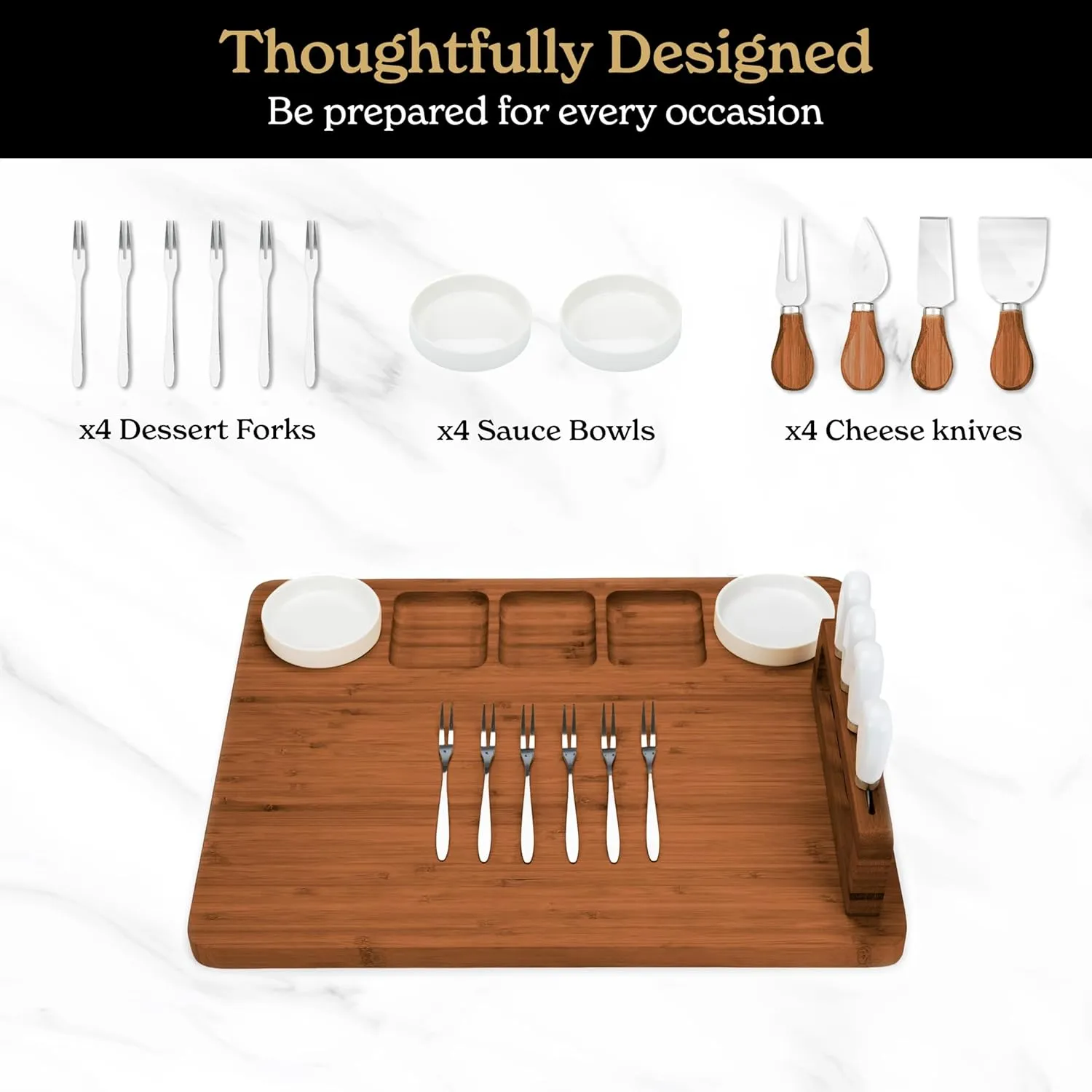 SMIRLY Charcuterie Boards Set - Large Bamboo Cheese Board Set - House Warming Gifts New Home, Wedding Gift for Couple, Bridal Shower Gift, Birthday Gifts for Women, for Mom