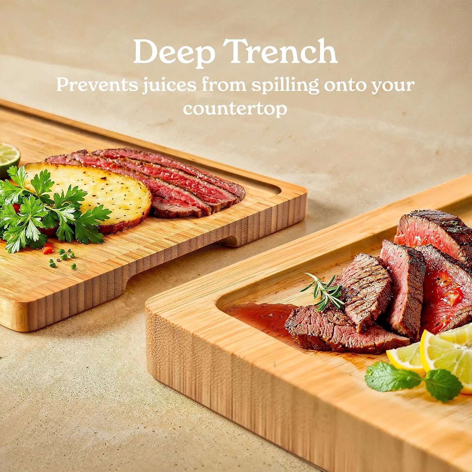 SMIRLY Wooden Cutting Boards For Kitchen Meal Prep & Serving - Bamboo Cutting Board Set with Holder, Charcuterie & Chopping Board, Wood Cutting Board Set, Kitchen Gadgets
