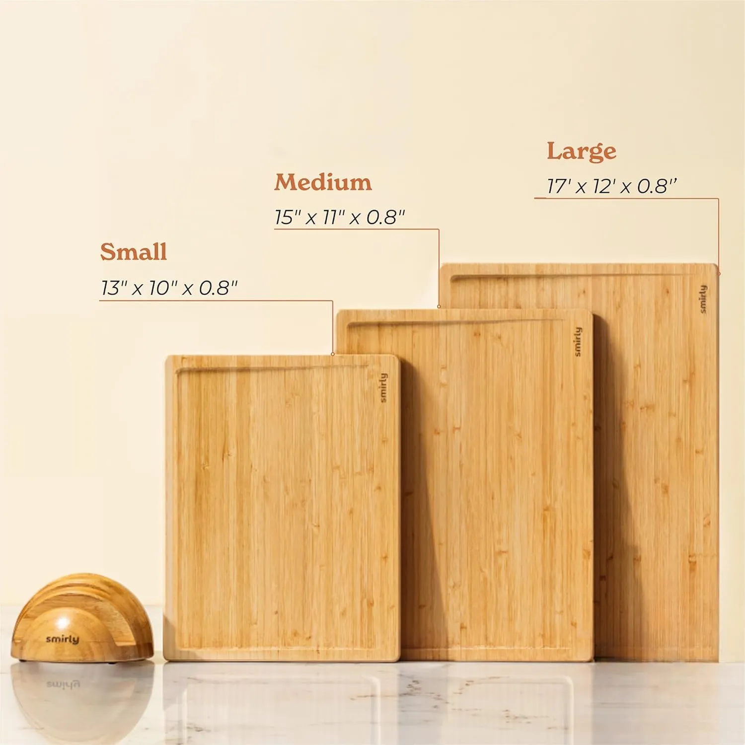 SMIRLY Wooden Cutting Boards For Kitchen Meal Prep & Serving - Bamboo Cutting Board Set with Holder, Charcuterie & Chopping Board, Wood Cutting Board Set, Kitchen Gadgets