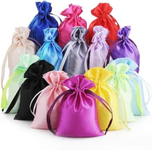 Snadulor 50PCS Satin Bags with Drawstring,Satin Gift Pouches for Jewelry,Wedding,Birthday,Gift,Candy Bags,Party Favors,Random Color,5.9x7.8 inch