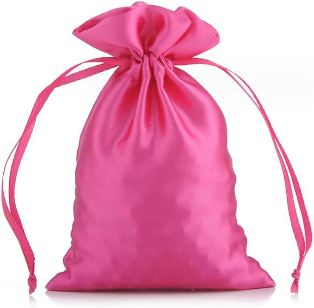 Snadulor 50PCS Satin Bags with Drawstring,Satin Gift Pouches for Jewelry,Wedding,Birthday,Gift,Candy Bags,Party Favors,Random Color,5.9x7.8 inch