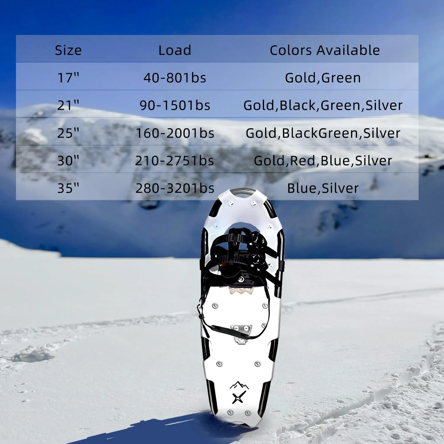 Snowshoes,Lightweight Aluminum Frame,13-Point Heavy Duty Crampons,UV Shoe Decking, and Ratchet System for Secure Fit Complete with Carry Bag for Convenient Storage and Travel