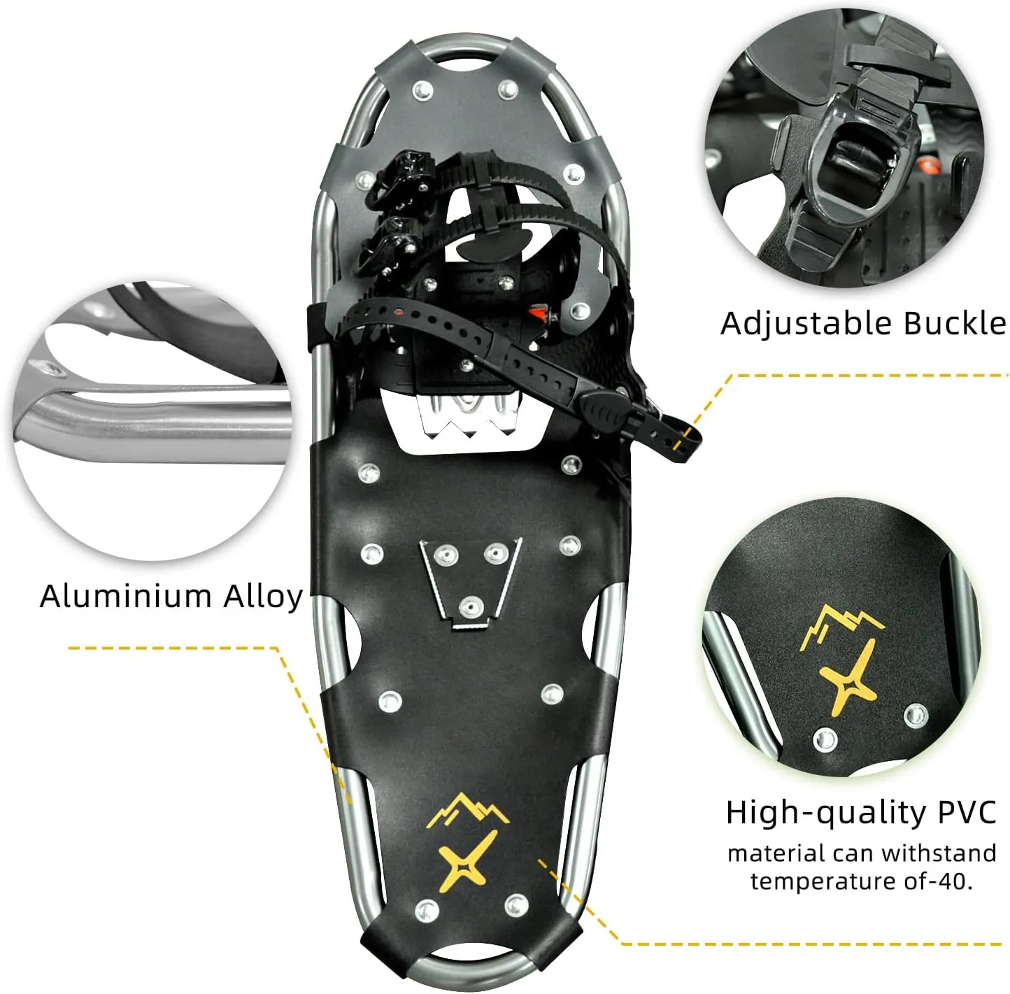 Snowshoes,Lightweight Aluminum Frame,13-Point Heavy Duty Crampons,UV Shoe Decking, and Ratchet System for Secure Fit Complete with Carry Bag for Convenient Storage and Travel
