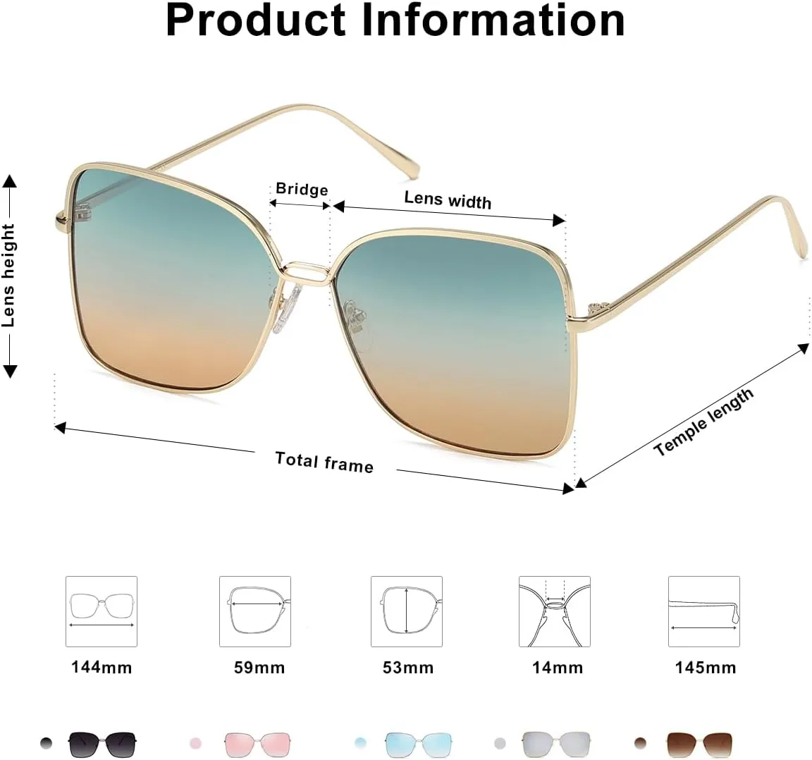 SOJOS Classic Trendy Square Oversized Sunglasses Womens Mens UV400 Big Large Designer Shades SJ1082