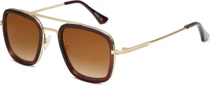 SOJOS Polarized Sunglasses for Men Women Retro Aviator Square Goggle Classic Alloy Frame HERO SJ1126