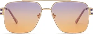SOJOS Retro Oversized Square Sunglasses for Women Men, Vintage Large Double Bridge Metal Frame Unisex Sunglasses SJ1180