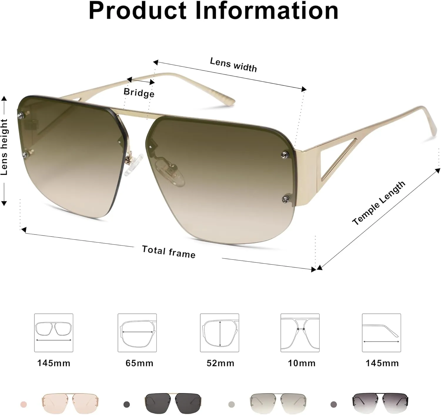 SOJOS Trendy Aviator Sunglasses Mens Womens Retro Metal Rimless Frame Shades Lentes De Sol Para Mujer SJ1192