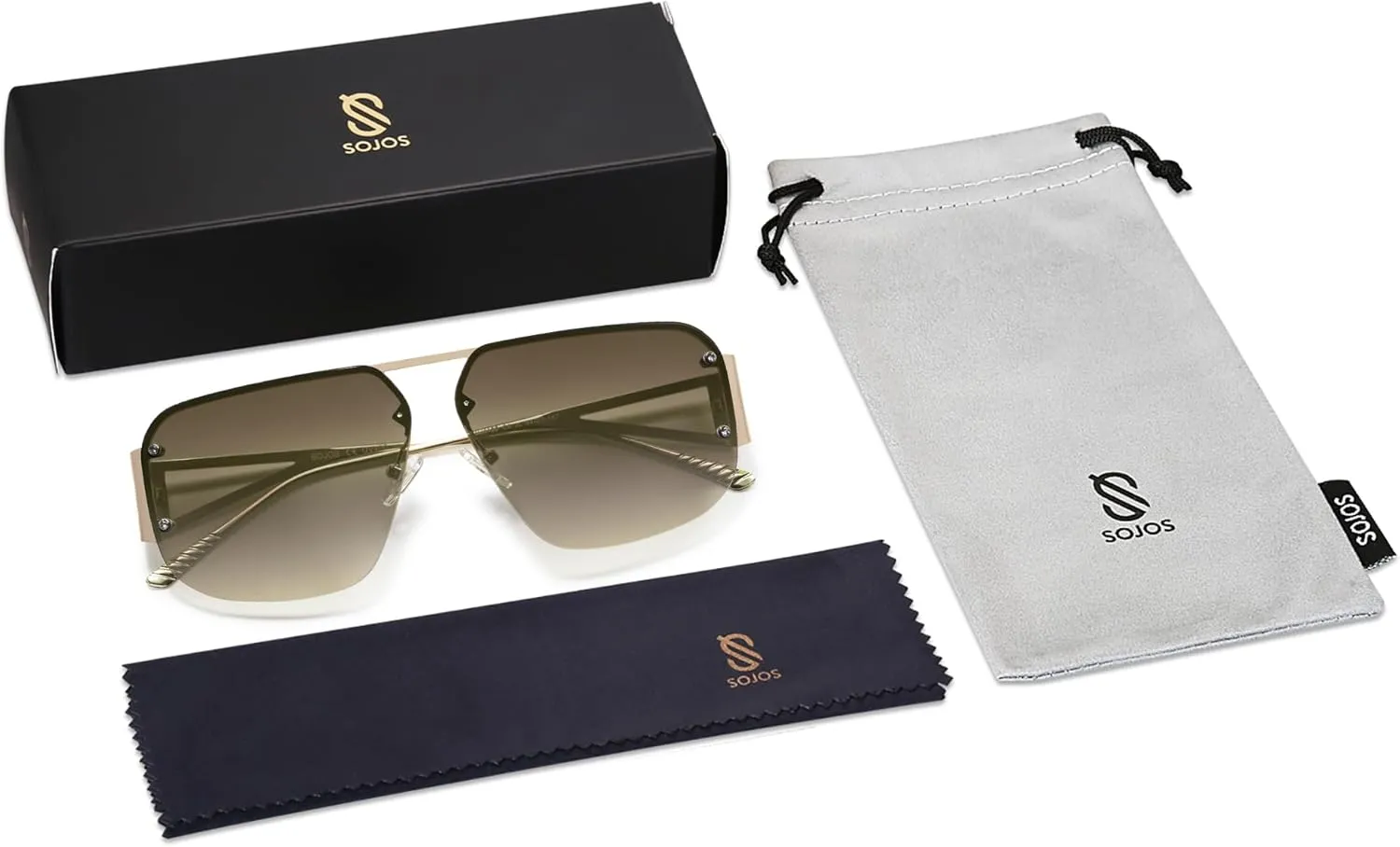 SOJOS Trendy Aviator Sunglasses Mens Womens Retro Metal Rimless Frame Shades Lentes De Sol Para Mujer SJ1192