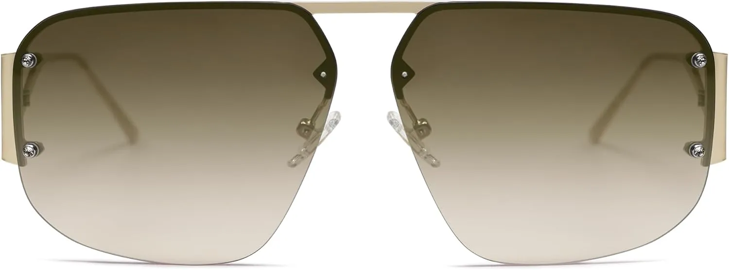 SOJOS Trendy Aviator Sunglasses Mens Womens Retro Metal Rimless Frame Shades Lentes De Sol Para Mujer SJ1192