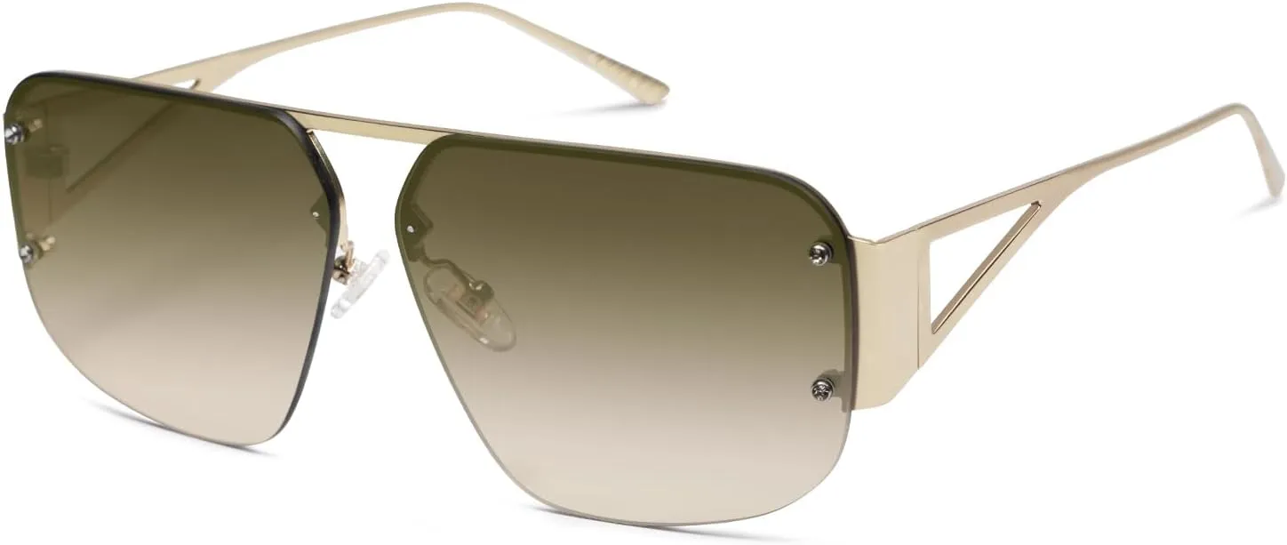 SOJOS Trendy Aviator Sunglasses Mens Womens Retro Metal Rimless Frame Shades Lentes De Sol Para Mujer SJ1192