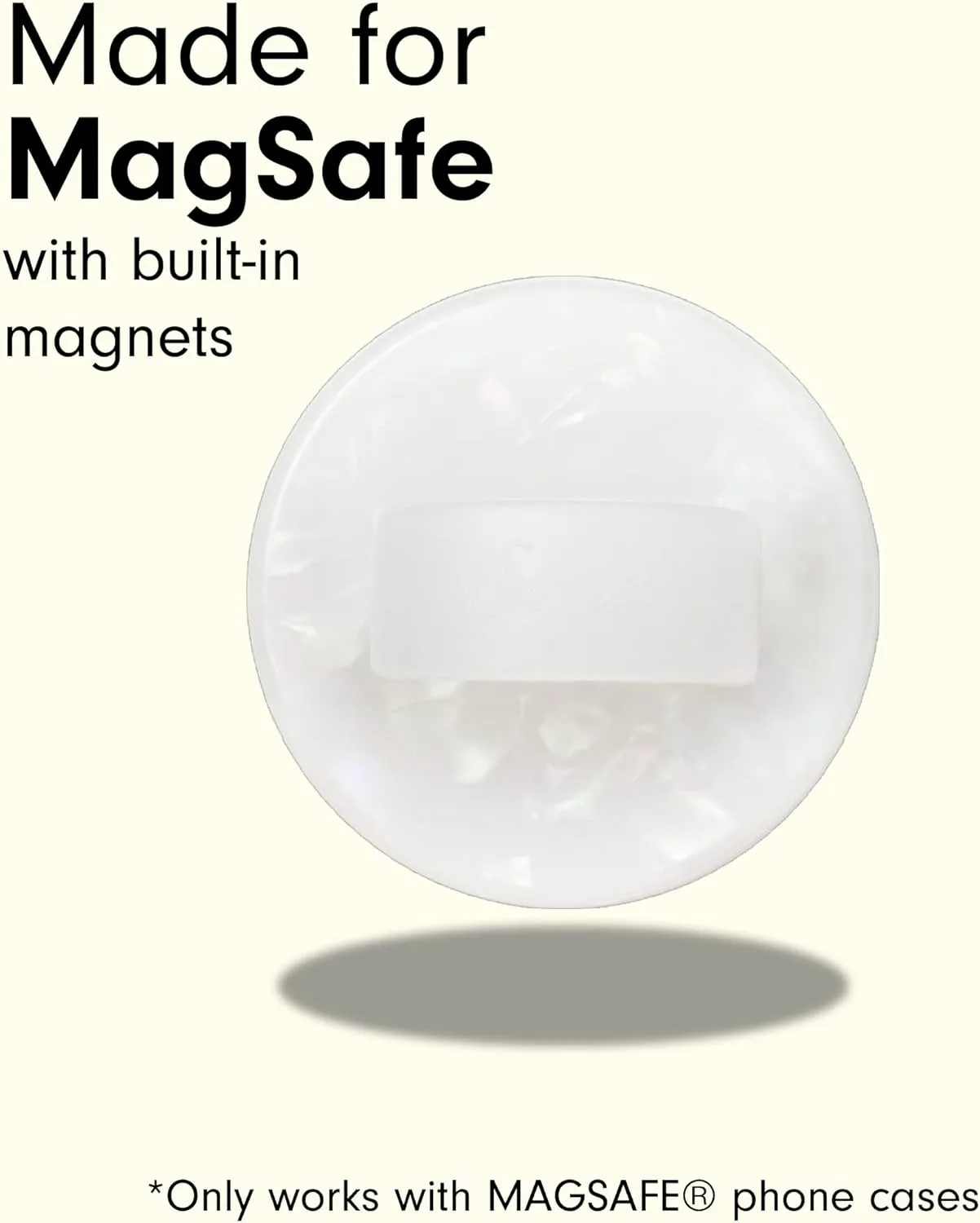 Sonix Magnetic Phone Grip, MagSafe Silicone Ring Loop Grip - Detachable Holder for Hand, Soft MagSafe Grip | White Pearl Tort