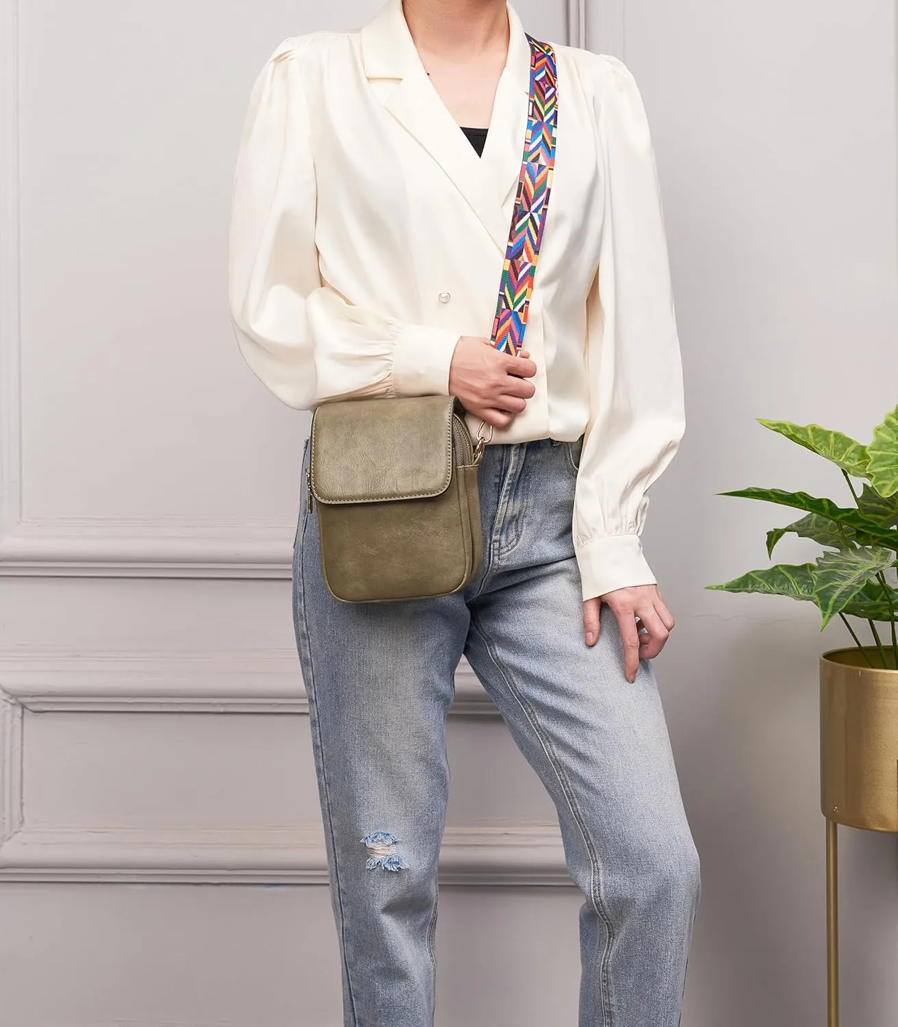 Soperwillton Crossbody Bags for Women Vegan Leather Purse Small Shoulder Handbags with Wide Adjustable Strap