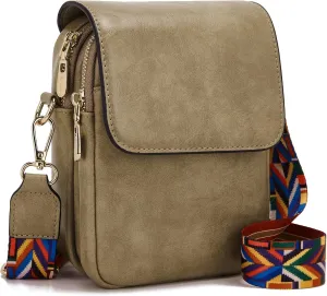 Soperwillton Crossbody Bags for Women Vegan Leather Purse Small Shoulder Handbags with Wide Adjustable Strap