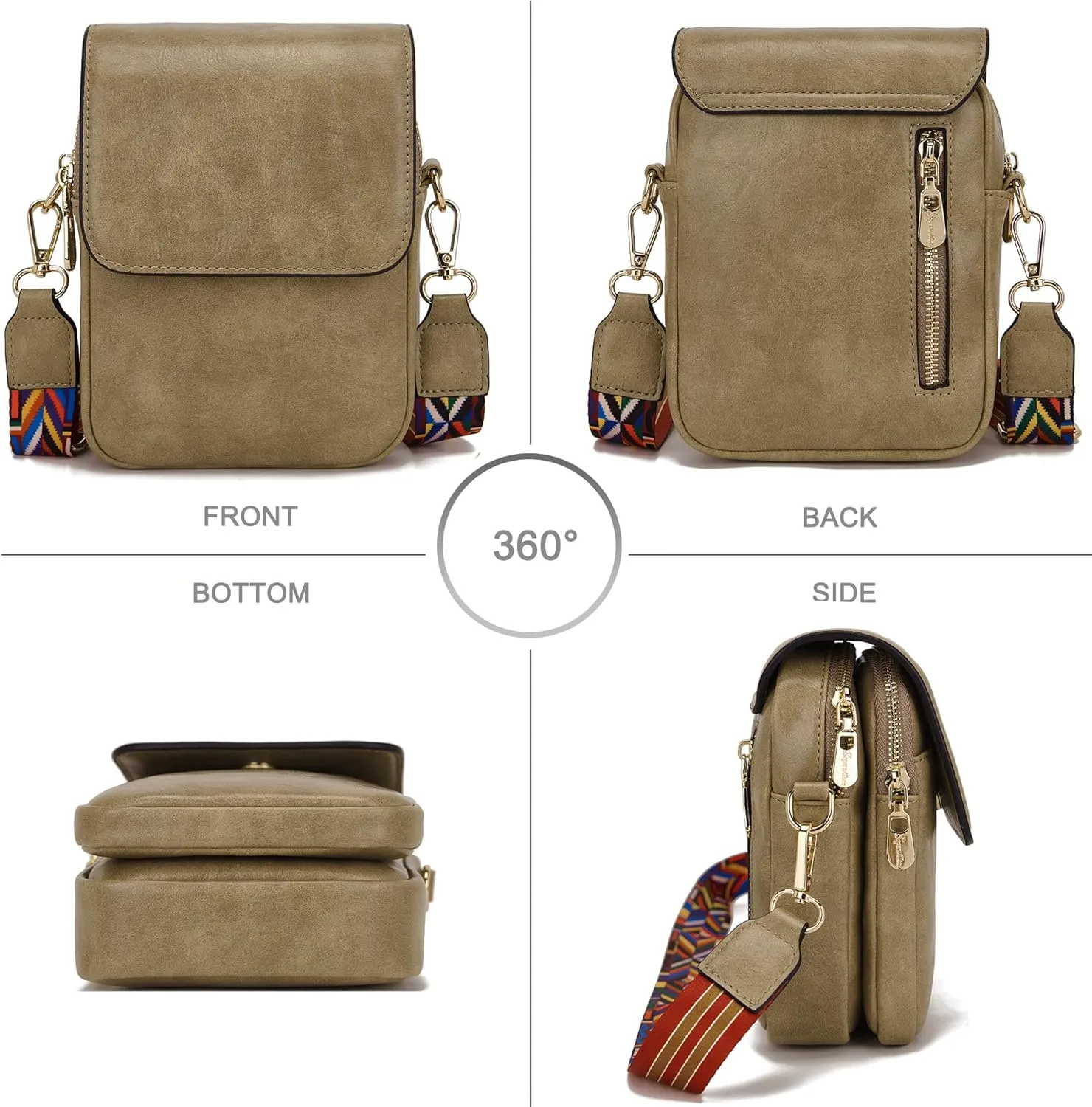 Soperwillton Crossbody Bags for Women Vegan Leather Purse Small Shoulder Handbags with Wide Adjustable Strap