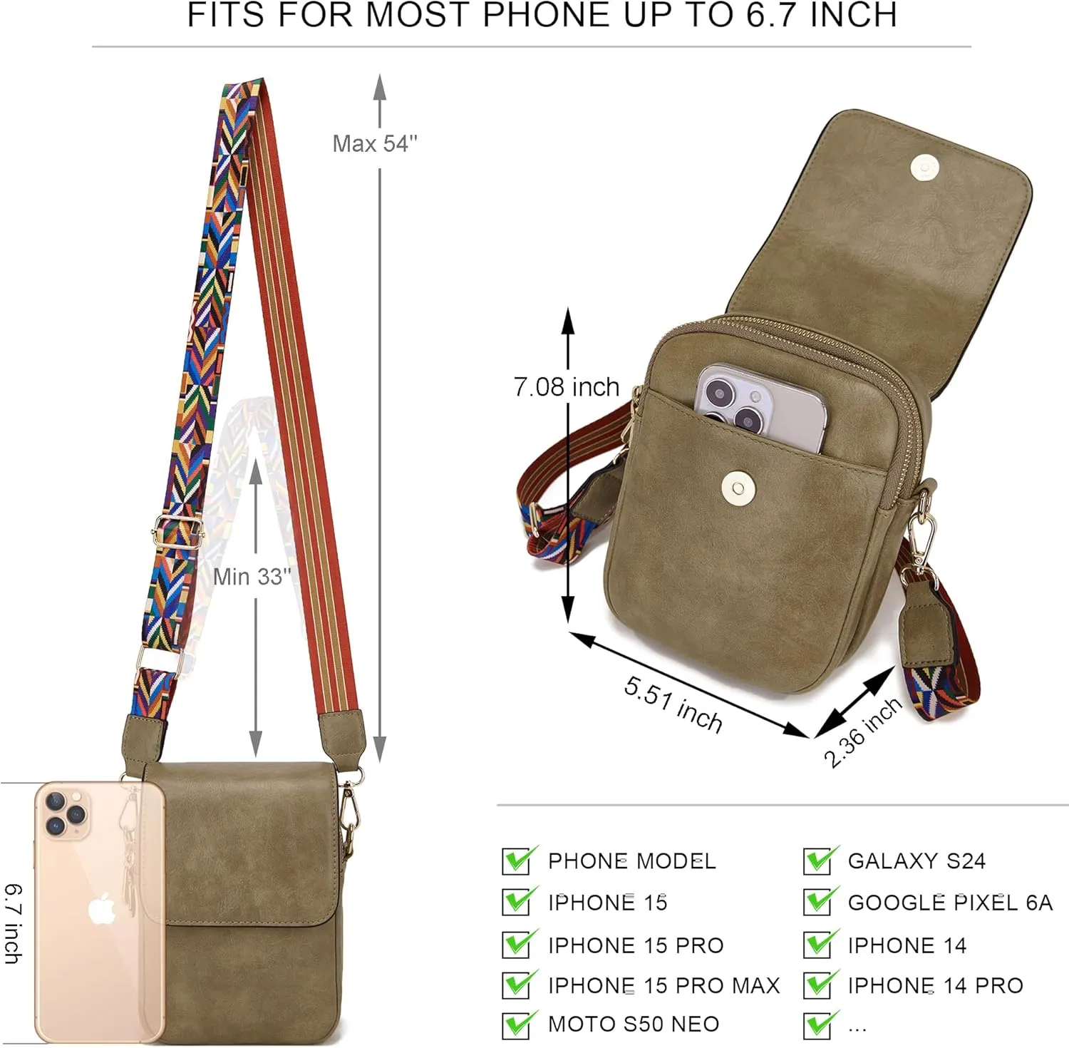 Soperwillton Crossbody Bags for Women Vegan Leather Purse Small Shoulder Handbags with Wide Adjustable Strap