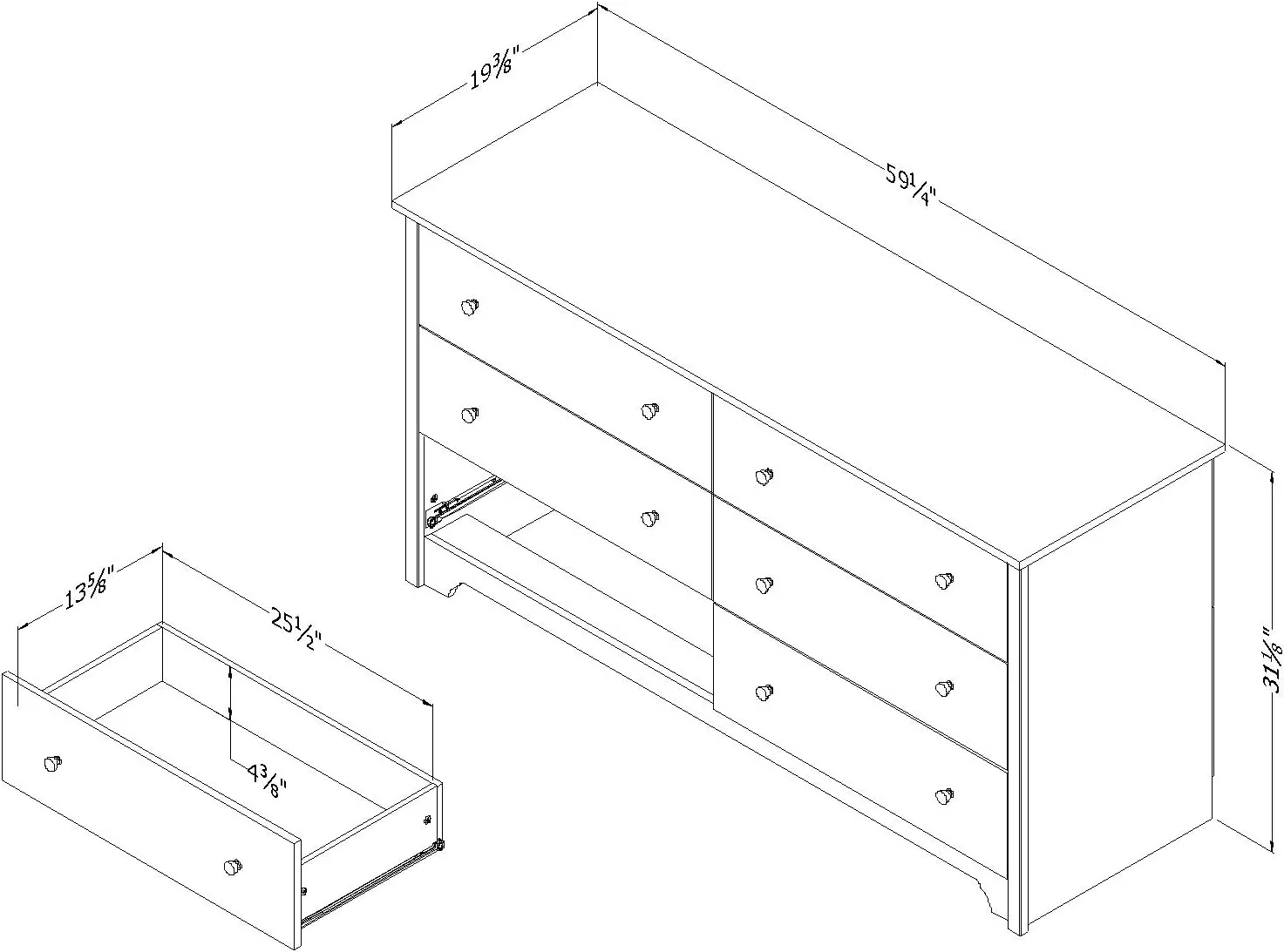 South Shore Vito 6-Drawer Double Dresser, Full, Chocolate