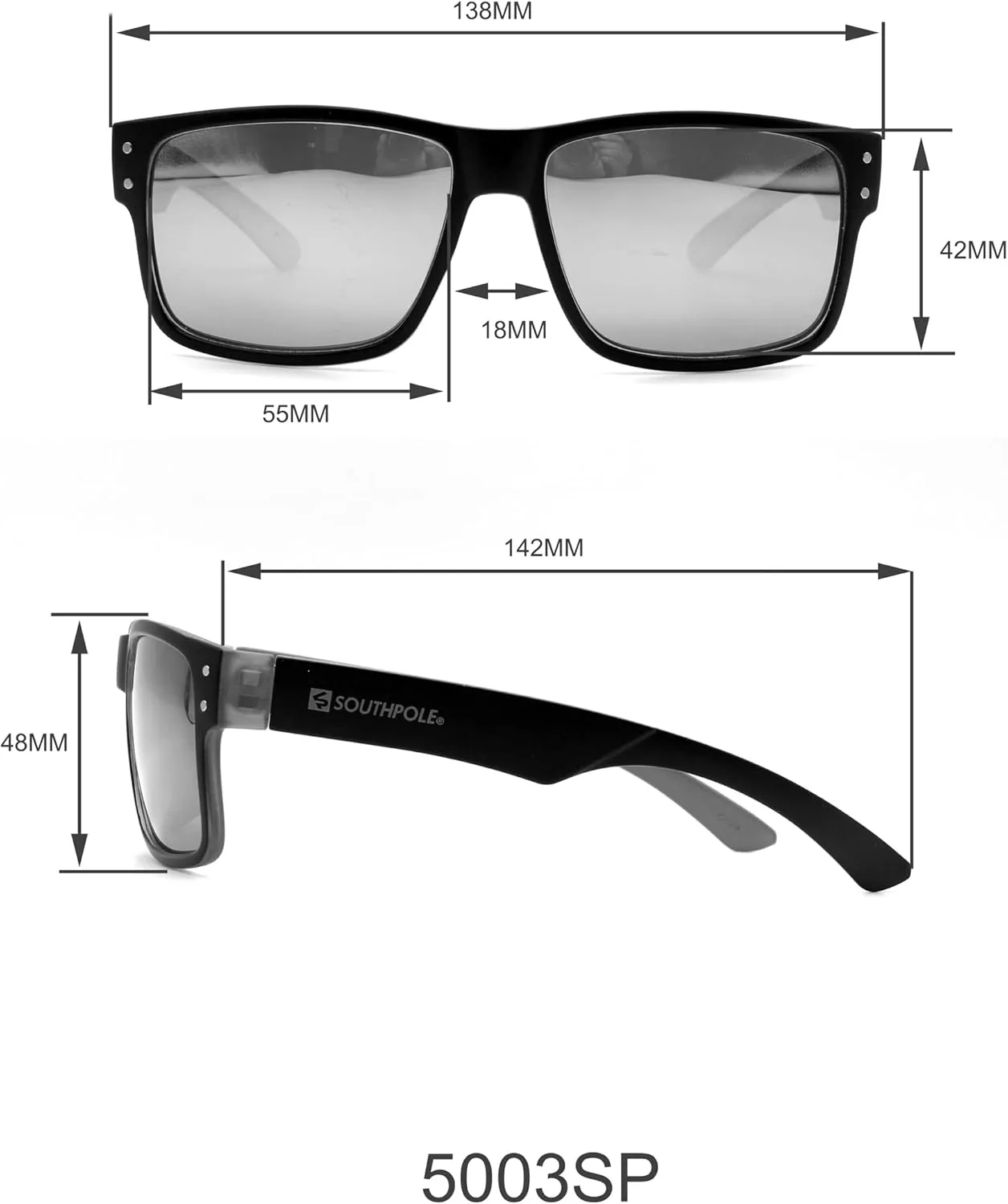 Southpole Retro Slim Metal Rectangular Sunglasses for Men