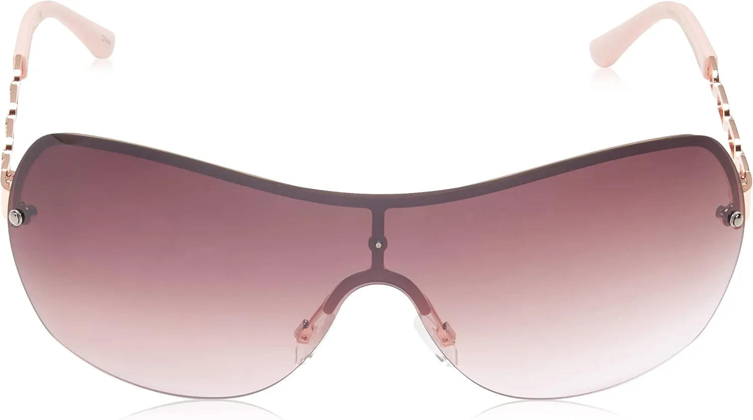 Southpole Women's Metal Uv Protective Chain Link Temple Rectangular Shield Sunglass