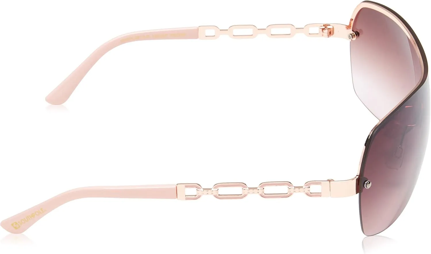 Southpole Women's Metal Uv Protective Chain Link Temple Rectangular Shield Sunglass