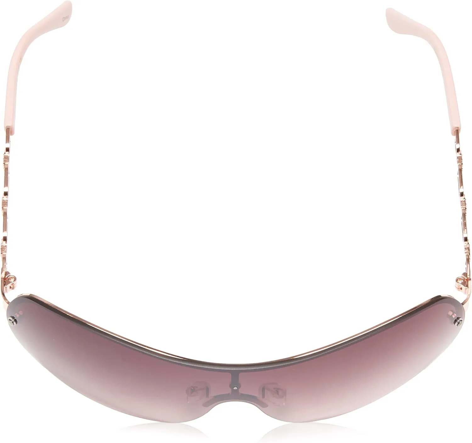 Southpole Women's Metal Uv Protective Chain Link Temple Rectangular Shield Sunglass