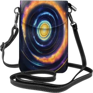 Space Spiral Cosmic Energy Print crossbody cell phone purse for women,trendy mini handbag with credit card slots