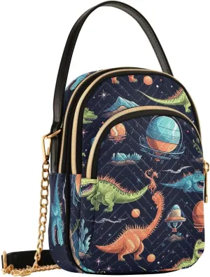 Spacecraft with Dinosaurs Small Crossbody Bags for Women Cell Phone Shoulder Purse Handbags Wallet 21214855