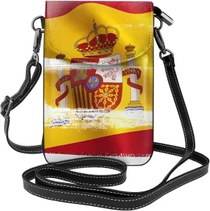 Spain Flag Leather Cell Phone Purse, Lightweight Crossbody Cell Phone Bag, Travel Bag with Credit Card Slots Women's Shoulder Bag