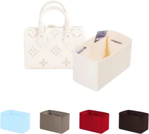 Speedy 20 Insert Bag Organizer, Inner Bag Compatible with LV Bag Speedy, Women's Purse Dividers with Silky Satin, Small Bag Insert with Multiple Pockets(Craie, Speedy20)