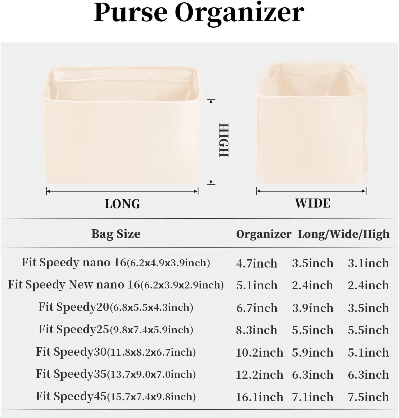 Speedy 30 Purse Organizer, Handbag Organizer Insert for Speedy Bags, Silky Inner Bag with Large Capacity, for Luxury Handbags (Craie, Speedy30)