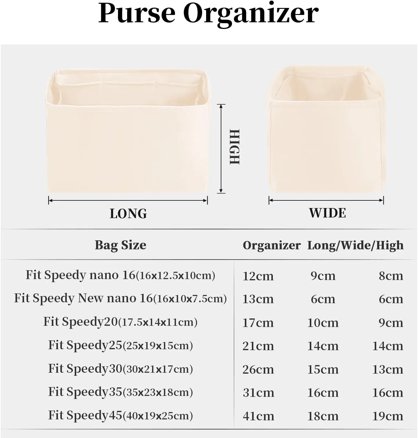 Speedy 30 Purse Organizer, Handbag Organizer Insert for Speedy Bags, Silky Inner Bag with Large Capacity, for Luxury Handbags (Craie, Speedy30)