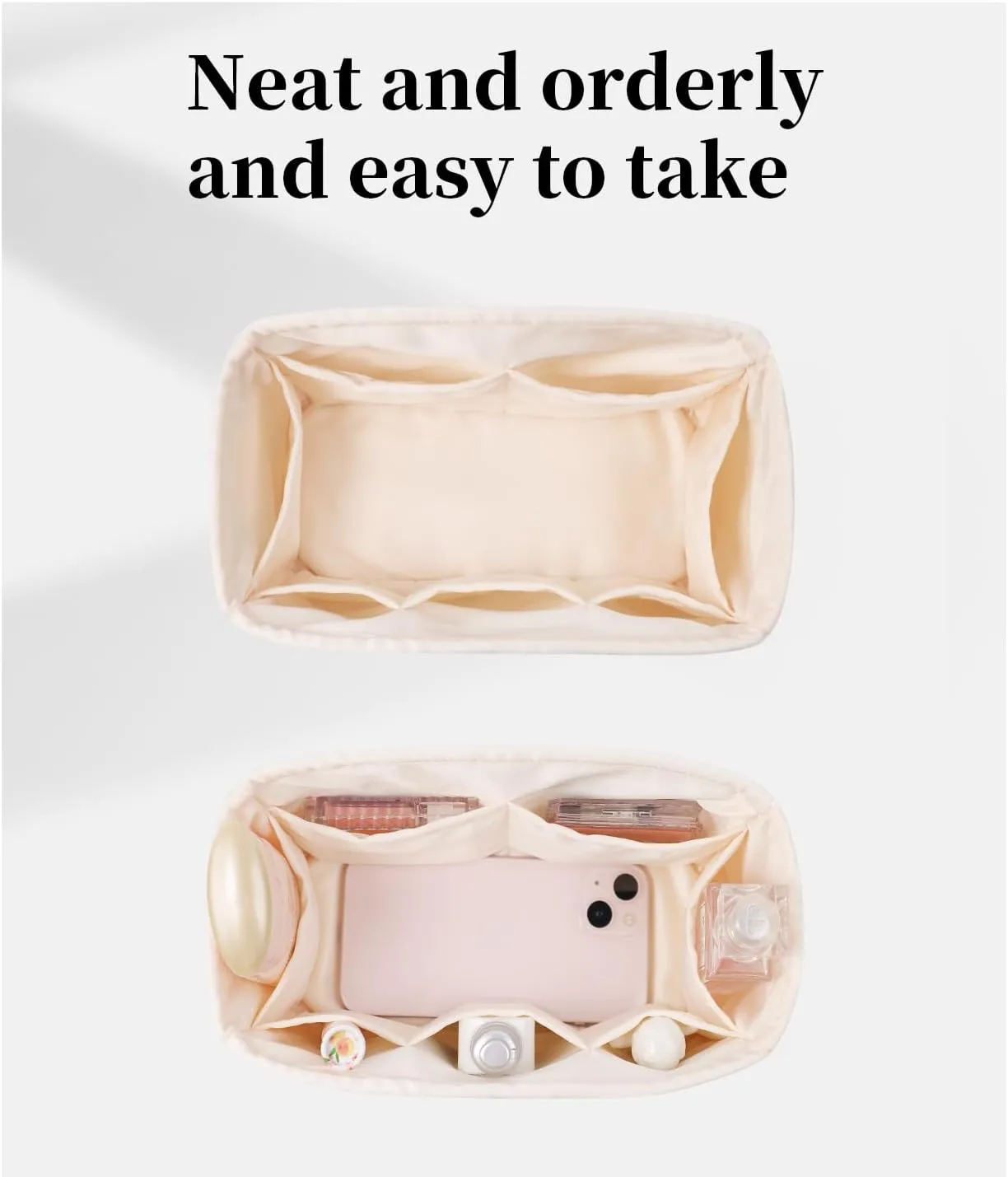 Speedy 30 Purse Organizer, Handbag Organizer Insert for Speedy Bags, Silky Inner Bag with Large Capacity, for Luxury Handbags (Craie, Speedy30)
