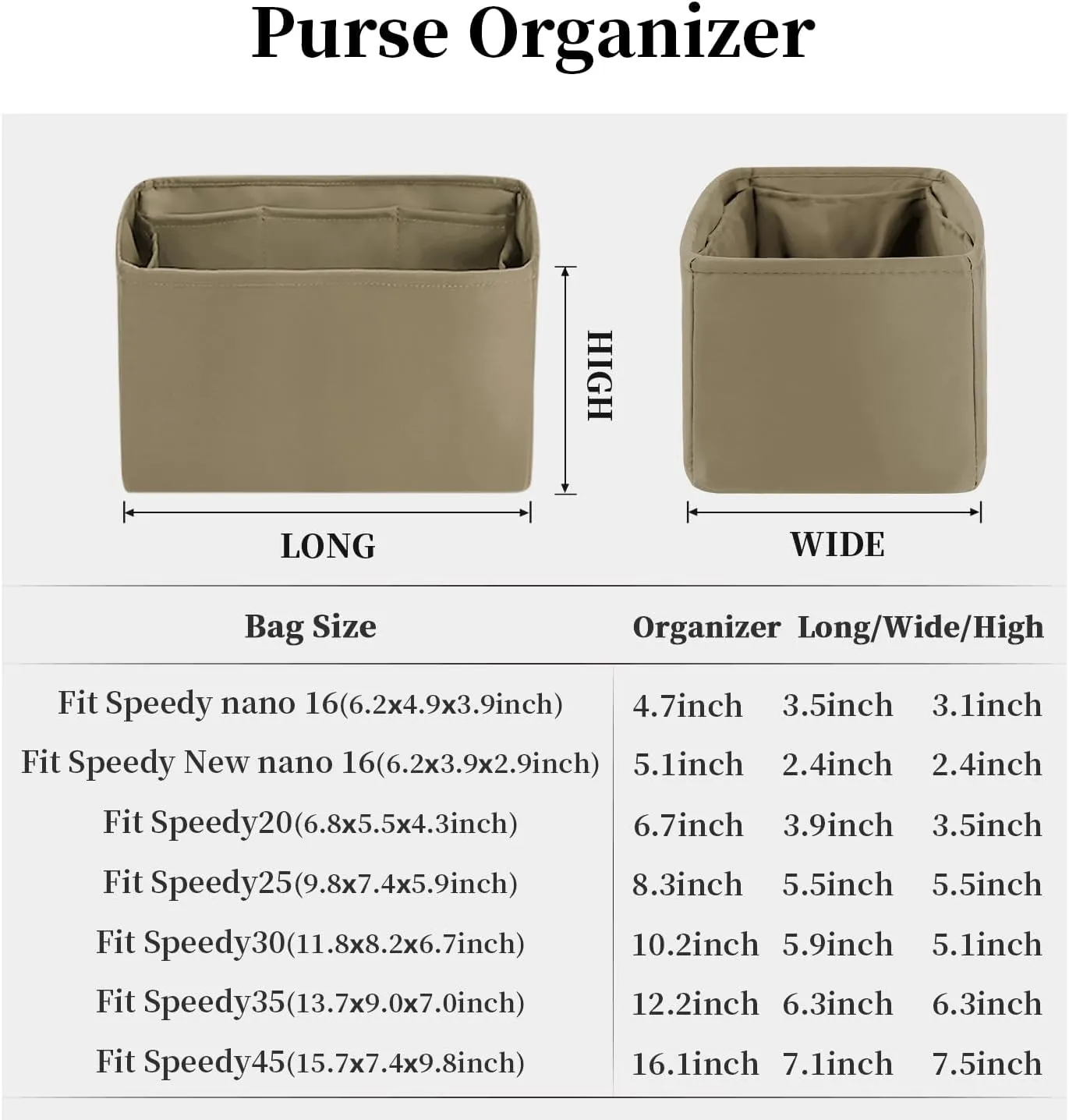 Speedy 30 Purse Organizer, Handbag Organizer Insert for Speedy Bags, Silky Inner Bag with Large Capacity, for Luxury Handbags (Gris tourterelle, Speedy30)