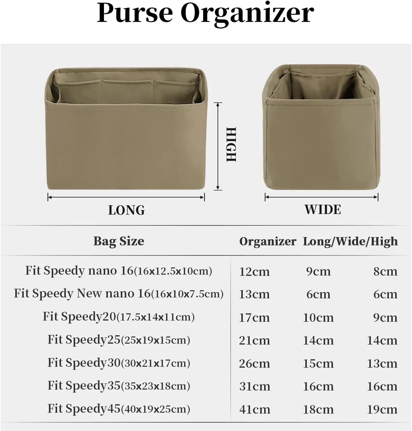 Speedy 30 Purse Organizer, Handbag Organizer Insert for Speedy Bags, Silky Inner Bag with Large Capacity, for Luxury Handbags (Gris tourterelle, Speedy30)