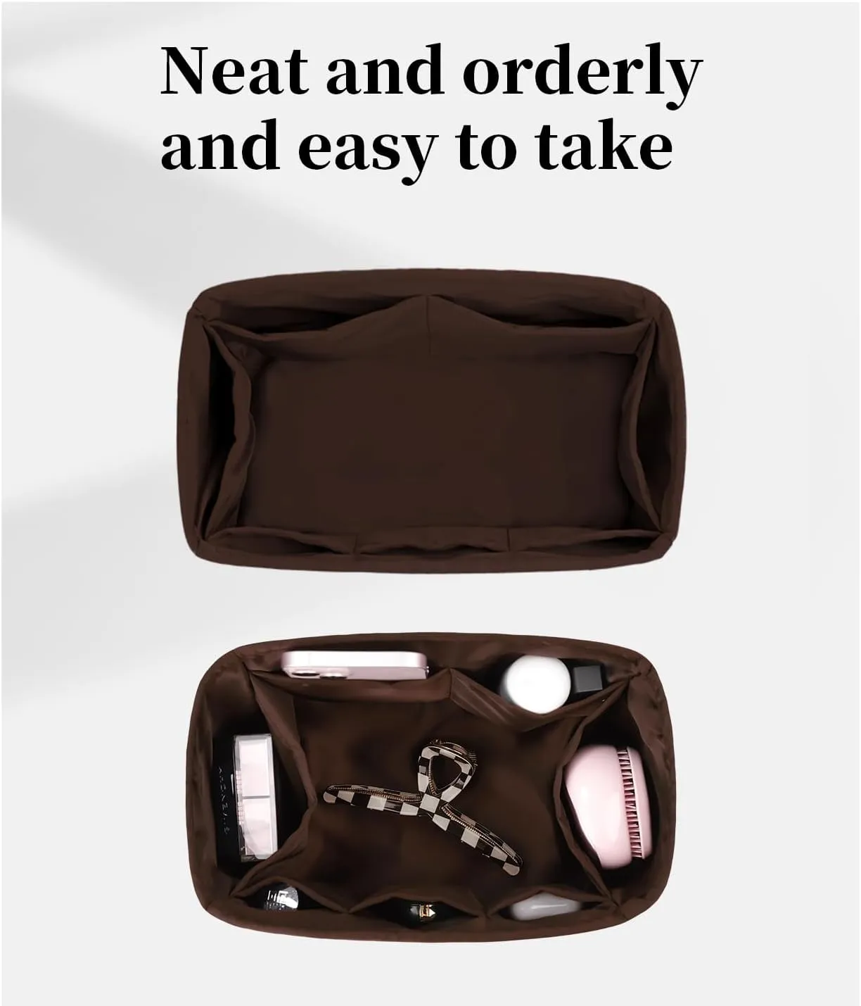 Speedy 35 Bag Organizer Insert, Silky Handbag Insert for Speedy Bags, Purse Organizer with Large Capacity, for Women Handbags (Chocolat, Speedy35)