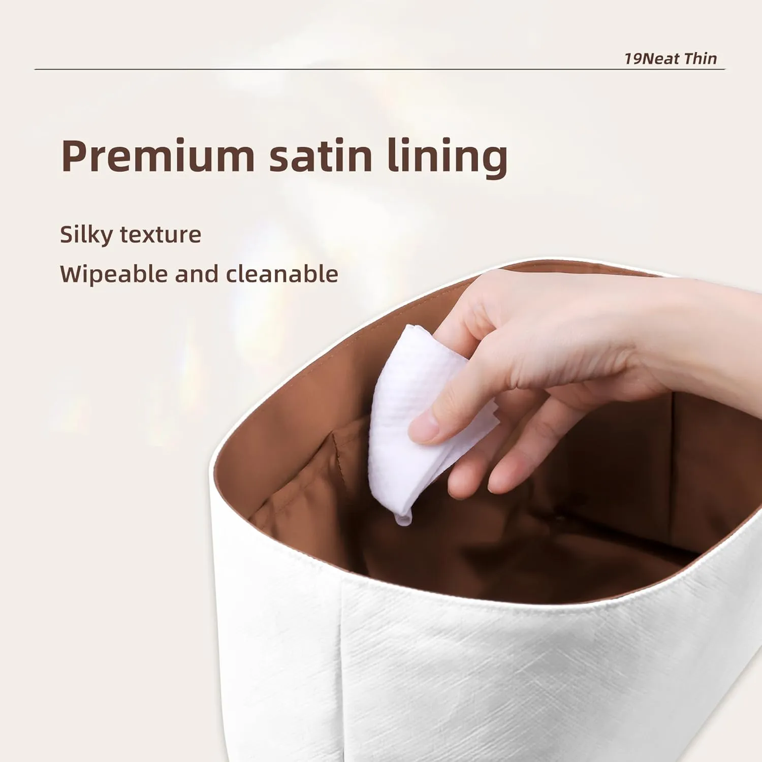 Speedy Purse Organizer Insert, Lightweight Portable Purse Inner Compatible with LV Speedy 20 Bag, Made of Waterproof Dupontpaper Surface and Silky Satin Lining (Speedy 20, Gold)