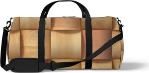 Sports Gym Bag for Women and Men Waterproof 3d Wooden Pattern Brown Duffel Bag Lightweight Carryon Traveling Boarding Gripsack