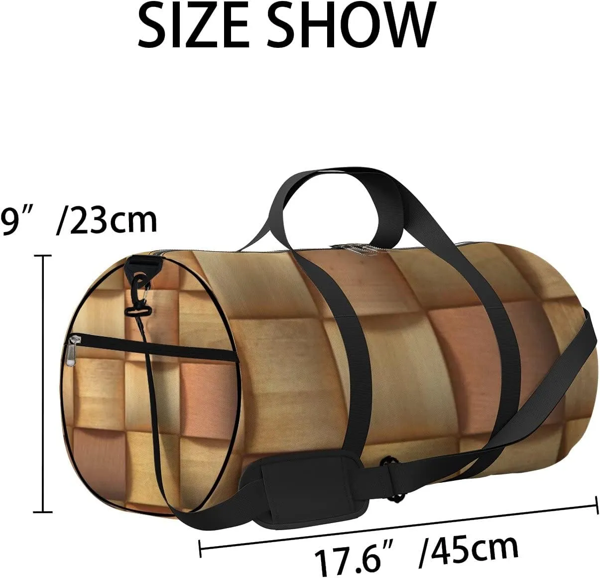 Sports Gym Bag for Women and Men Waterproof 3d Wooden Pattern Brown Duffel Bag Lightweight Carryon Traveling Boarding Gripsack