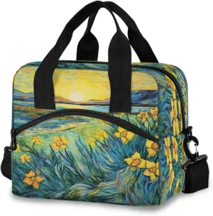 Spring Daffodil Flowers Field Lunch Box for Men Women Adults Insulated Lunch Bag Cooler Bag with Adjustable Shoulder Strap for Work Picnic Travel