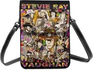 Stevie Ray Music Vaughan Collage Small Cell Phone Purse Womens Cell Phone Purse Clutch Handbag, Black