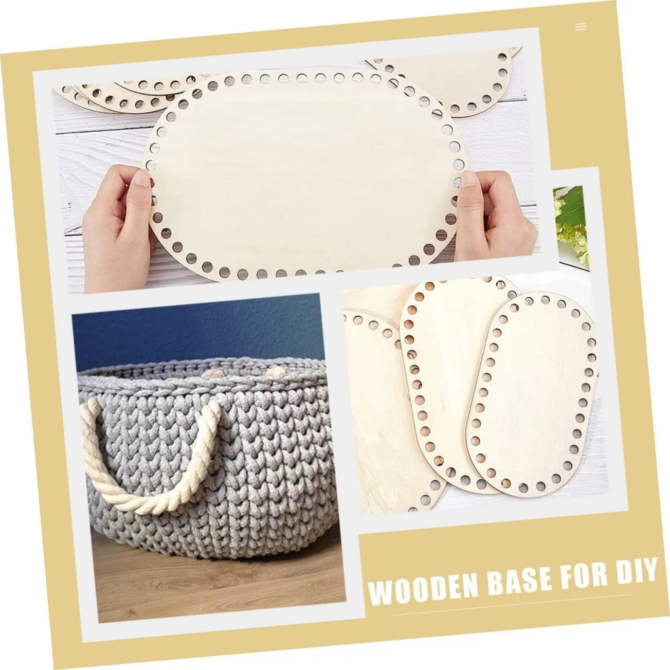 STOBOK 3sets Wooden Base Board for Crochet Bag Decorative Bottom Base for DIY Projects 2pcs*3