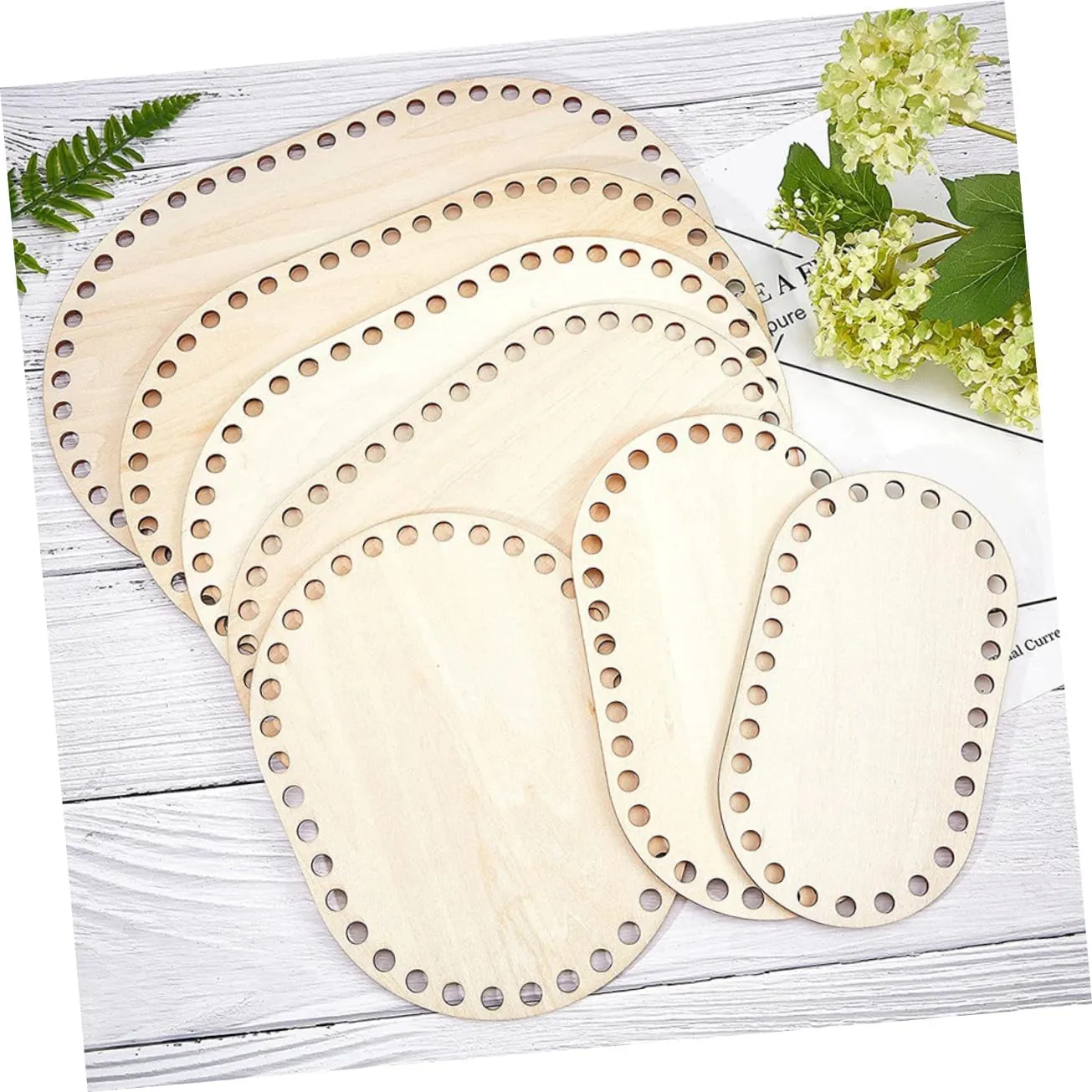 STOBOK 3sets Wooden Base Board for Crochet Bag Decorative Bottom Base for DIY Projects 2pcs*3