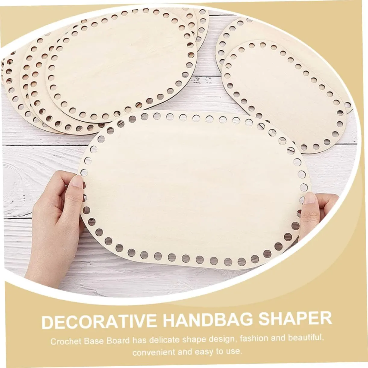STOBOK 3sets Wooden Base Board for Crochet Bag Decorative Bottom Base for DIY Projects 2pcs*3