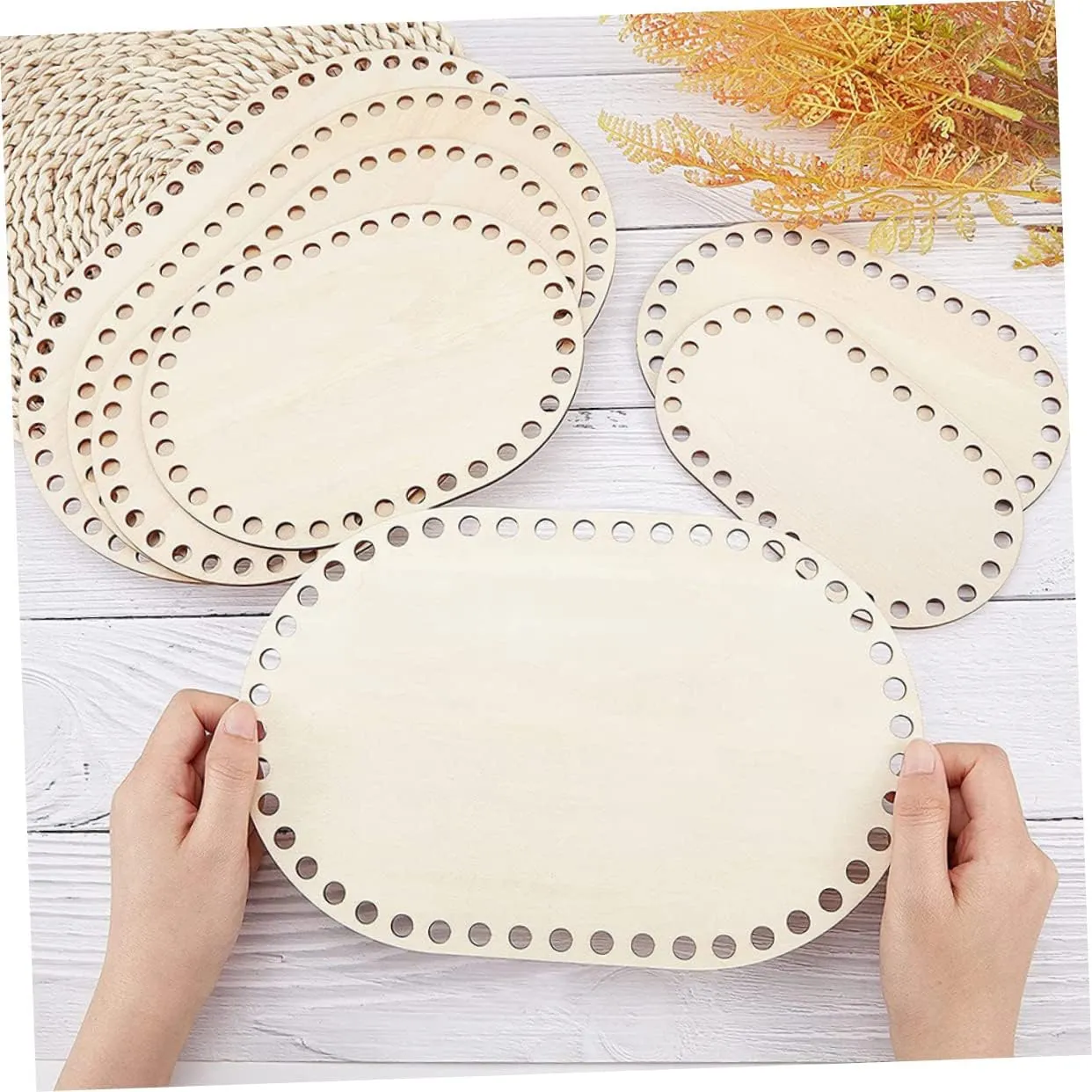 STOBOK 3sets Wooden Base Board for Crochet Bag Decorative Bottom Base for DIY Projects 2pcs*3