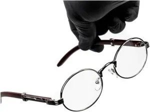 Street Knitted Round Silver Metal Frame Woodgrain Arm Vintage Circle Minimalist Retro 90's Trendy Oval Clear Lens Eye Glasses Hip Hop Men's Fashion Hip Hop Non Prescription Glasses For Men And Women